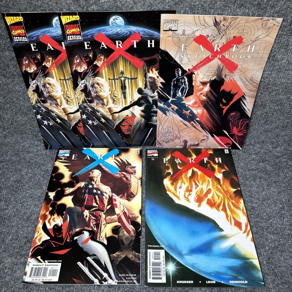 1999 Marvel Comics Earth X‎ Lot of 5 , 2 SPECIAL EDITIONS, Sketchbook, 0 & 1